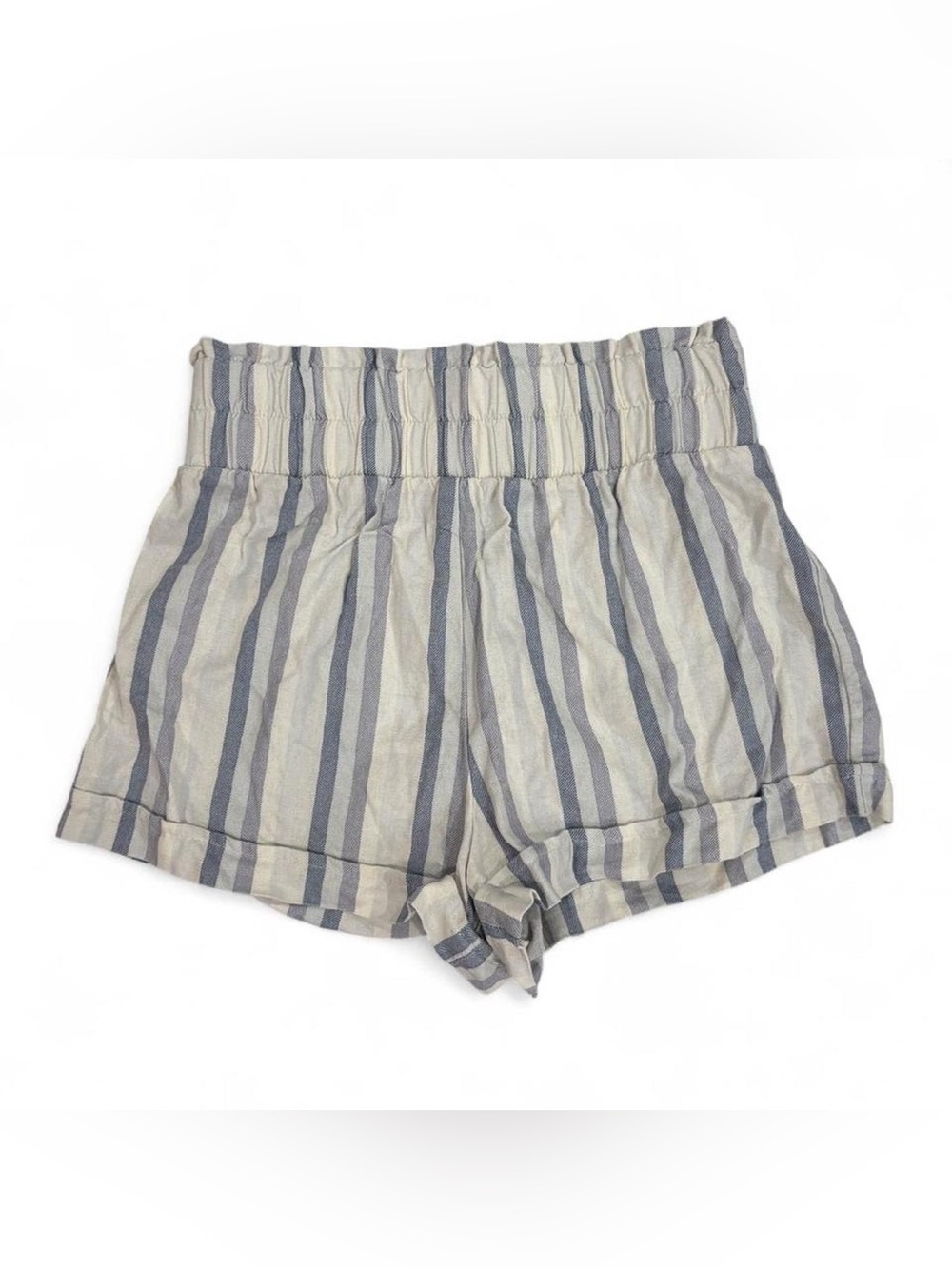 Forever 21 blue + white striped linen blend shorts